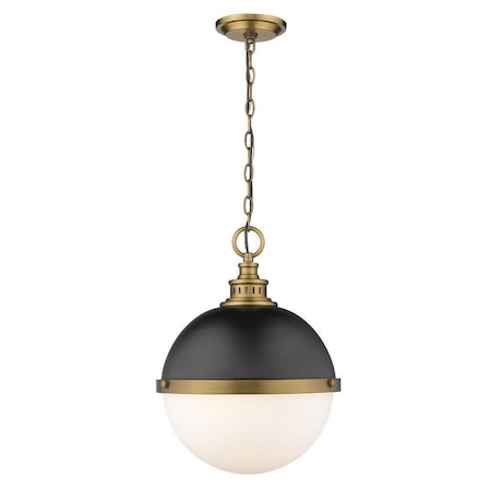 Z-Lite Peyton 2 Light Pendant, Matte Black + Factory Bronze & Opal Etched 619P14-MB-FB
